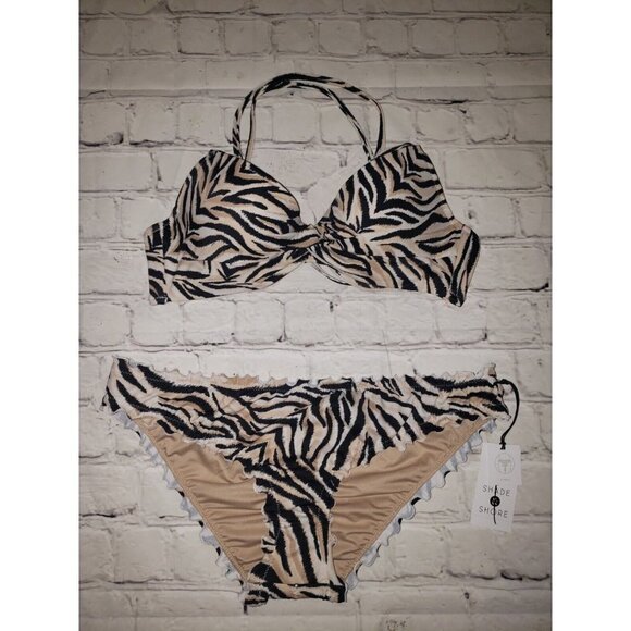Nwt Shade & Shore Animal Print Women's Size M8/10 & 34B Bikini - Picture 1 of 2